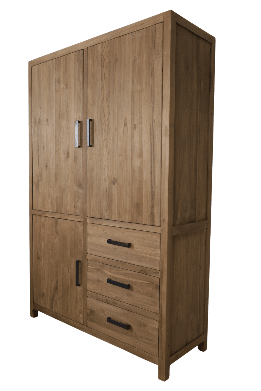 teak houten dichte opbergkast, boekenkast met veel opbergruimte teakhout 140x50x210cm