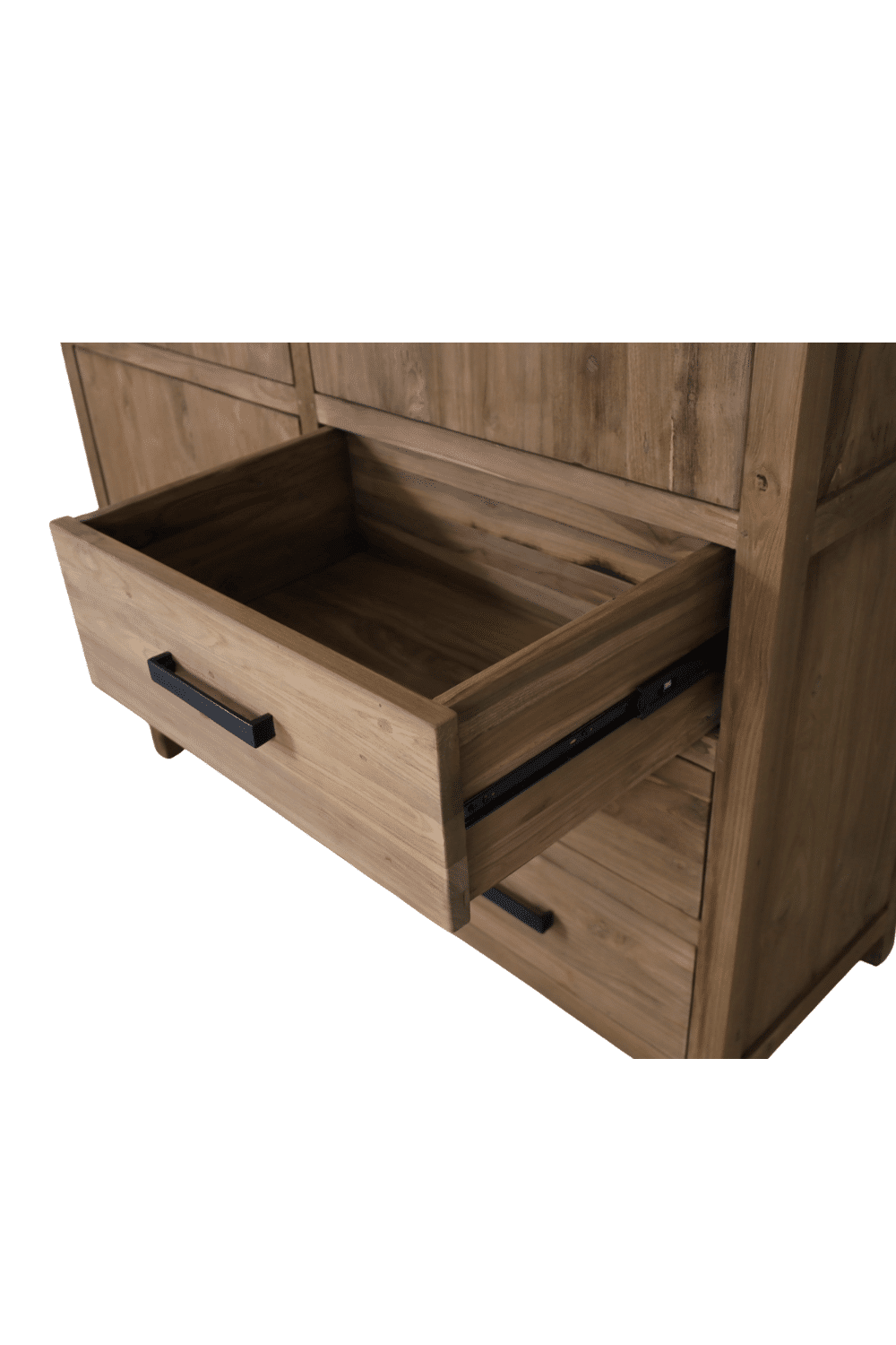 teak houten dichte opbergkast, boekenkast met veel opbergruimte teakhout 140x50x210cm