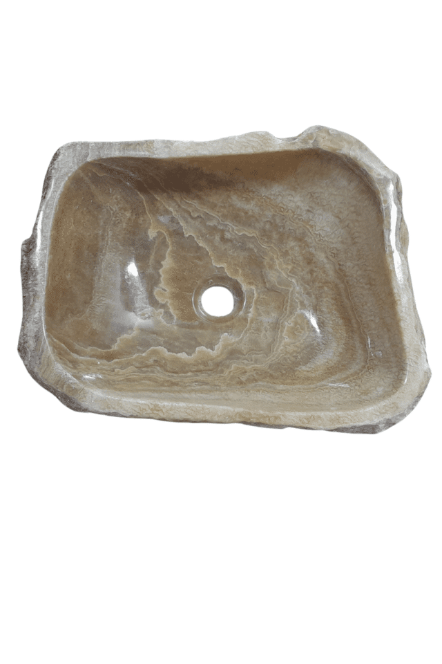 Onyx wasbak natuursteen beige, rechthoekig