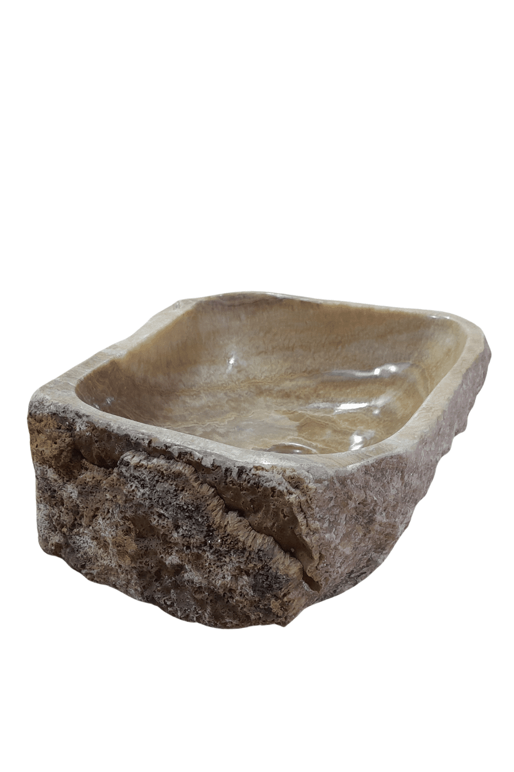 Onyx wasbak natuursteen beige, rechthoekig