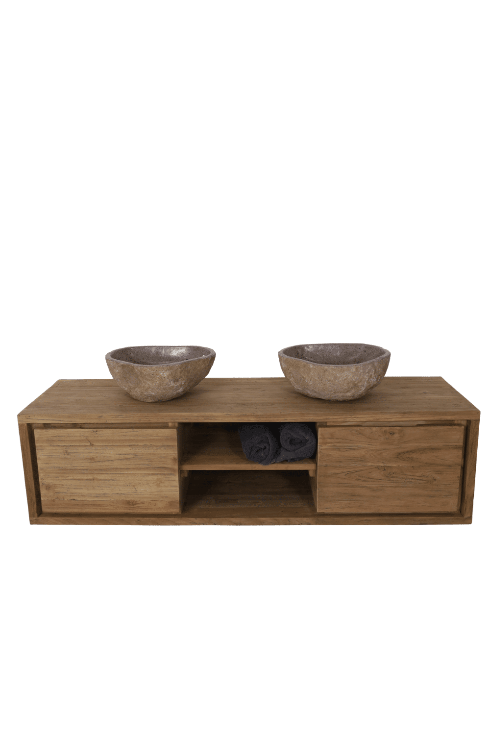 hangend Badkamermeubel teak hout met 2 lades 150x45x40 cm