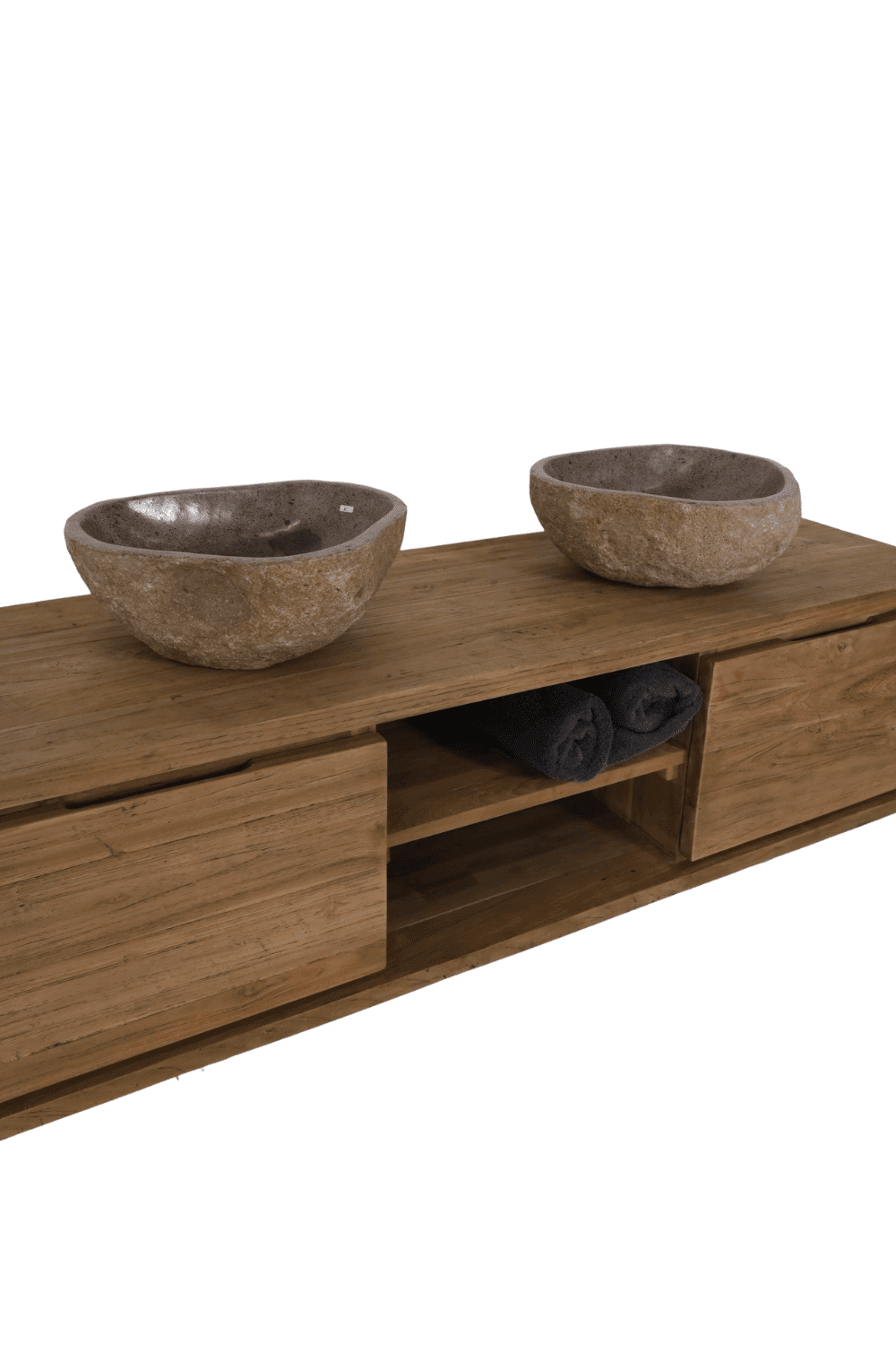 hangend Badkamermeubel teak hout met 2 lades 150x45x40 cm