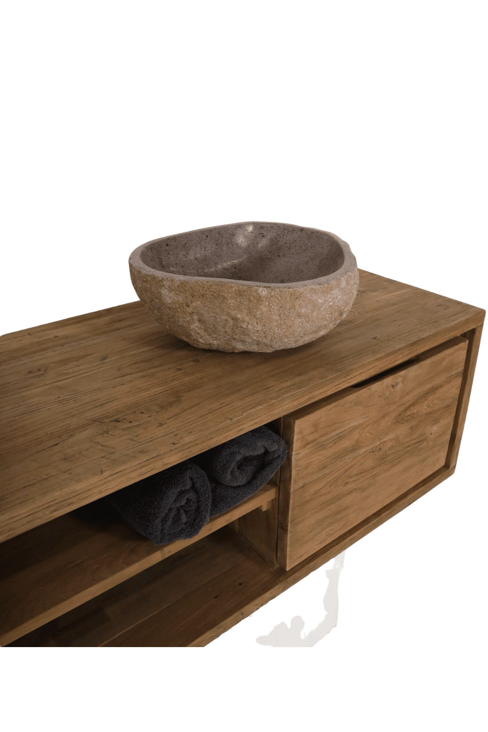 hangend Badkamermeubel teak hout met 2 lades 150x45x40 cm