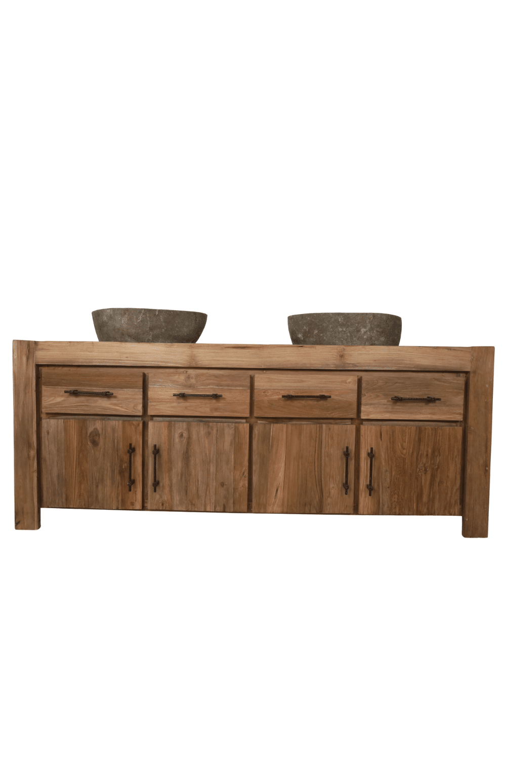 Rustiek en massief grof teakhouten badkamermeubel 200x50x80 cm