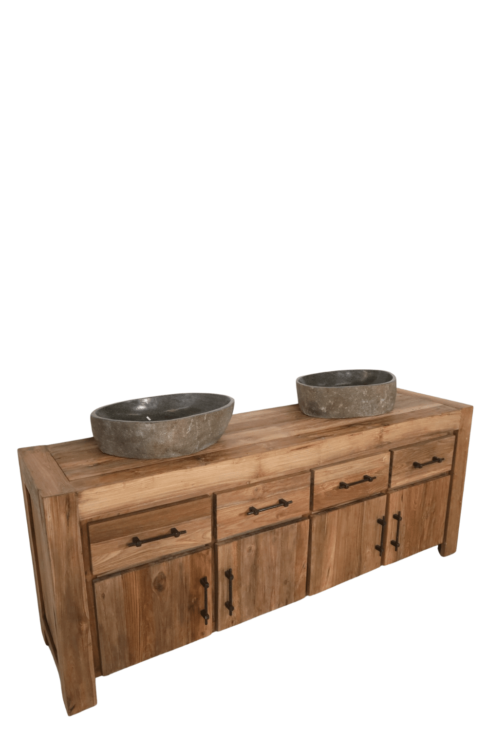 Rustiek en massief grof teakhouten badkamermeubel 200x50x80 cm