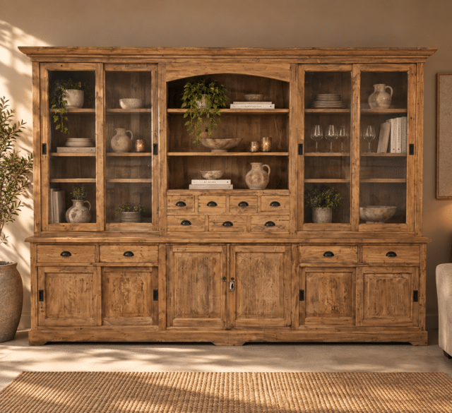 Grote-vitrinekast-teak-hout-320-cm-landelijk-5-