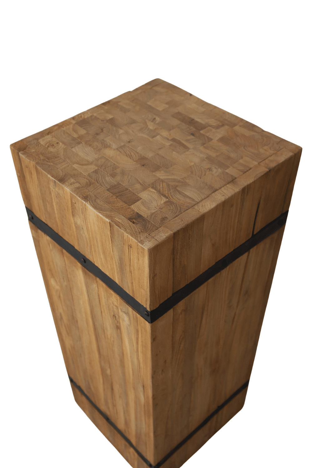 Pilaar teak hout met metaal 40x40x100cm Pilaar teak hout met metaal 40x40x100cm