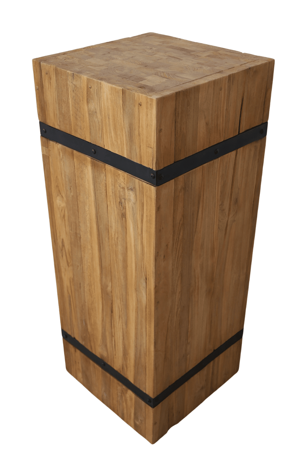 Pilaar teak hout met metaal 40x40x100cm Pilaar teak hout met metaal 40x40x100cm