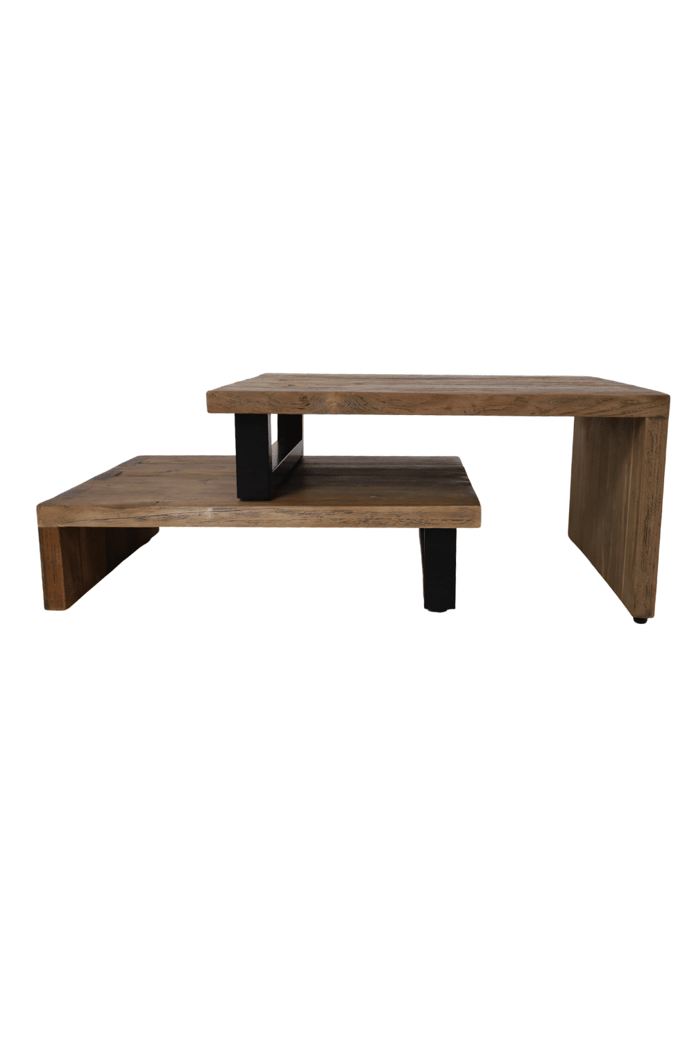 Rechthoekige Salontafel teak hout met metaal uittrekbaar 80x65x20-40 cm