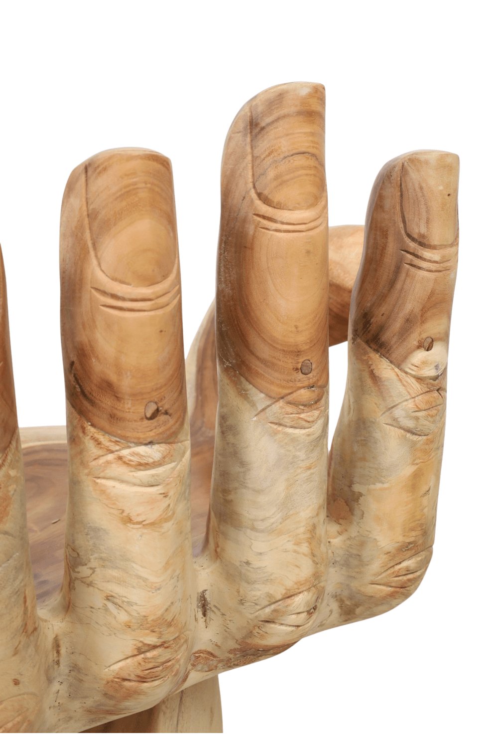 Houten bank in de vorm van een hand
