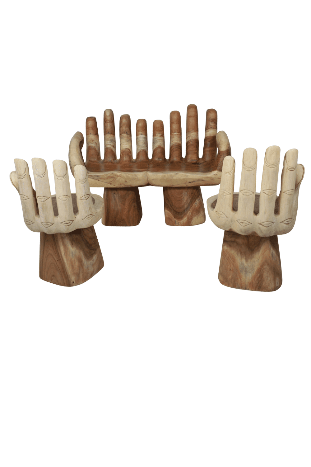 suar houten handstoel en handbank