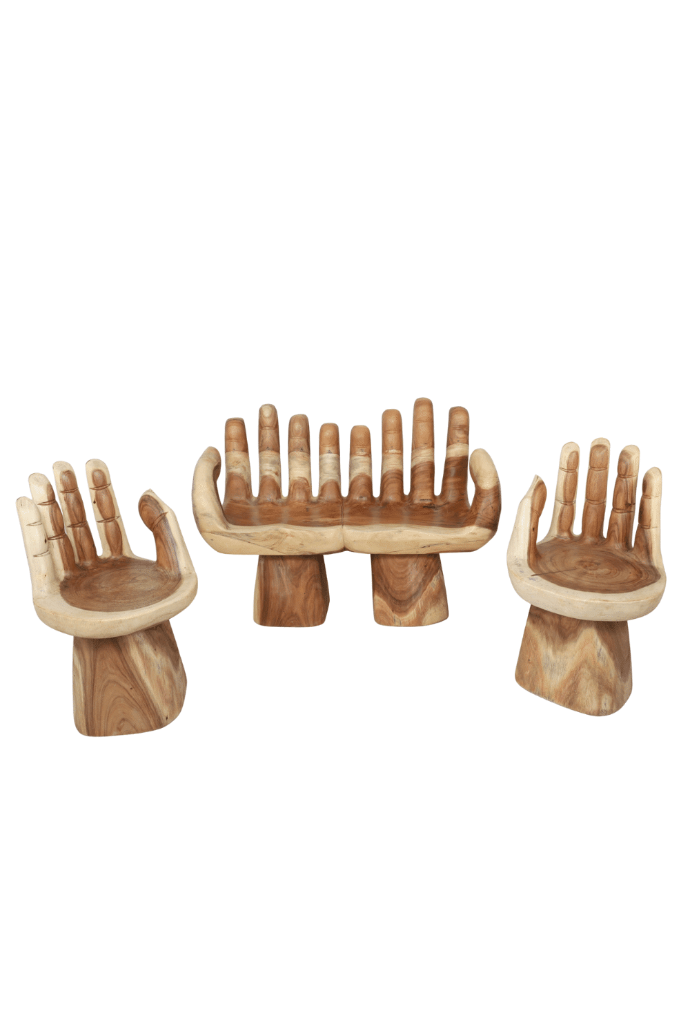 suar houten handstoel en handbank