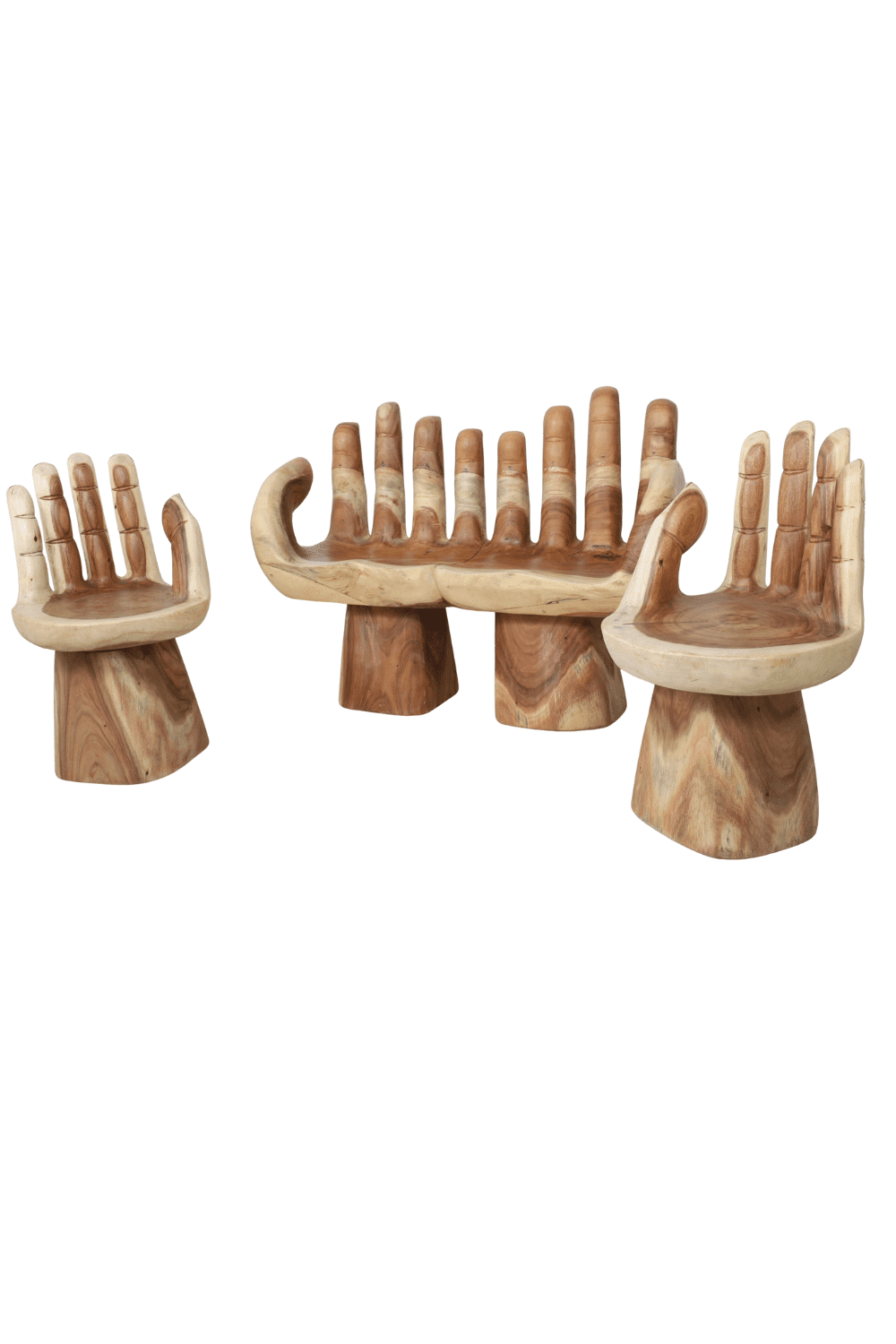 suar houten handstoel en handbank