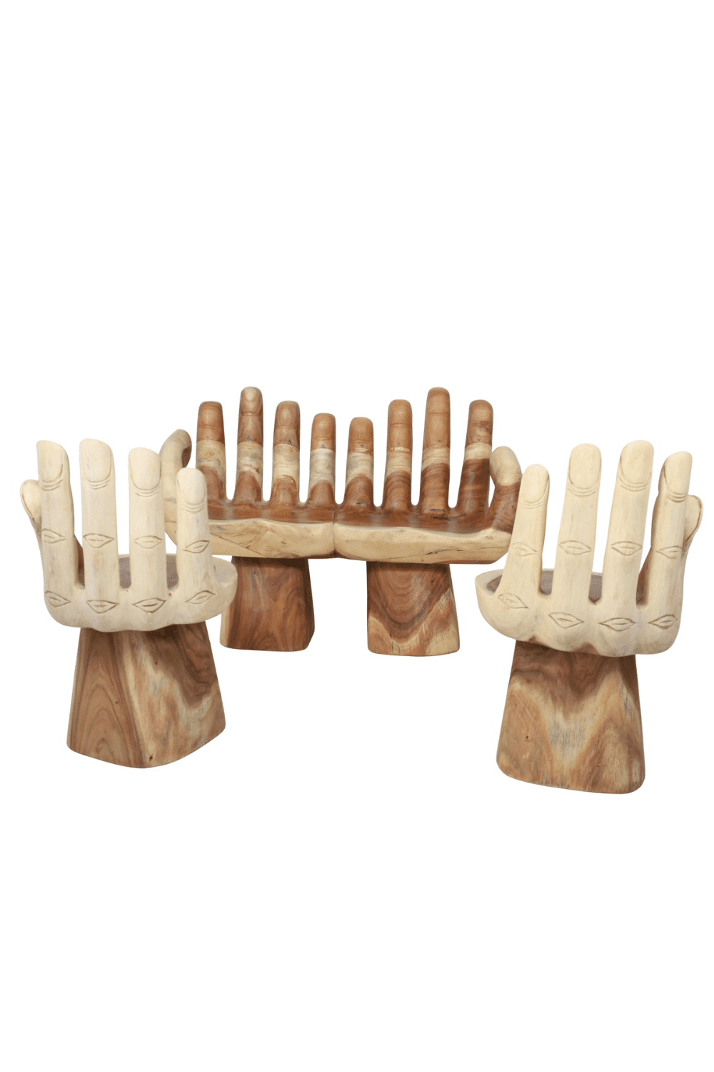 suar houten handstoel en handbank