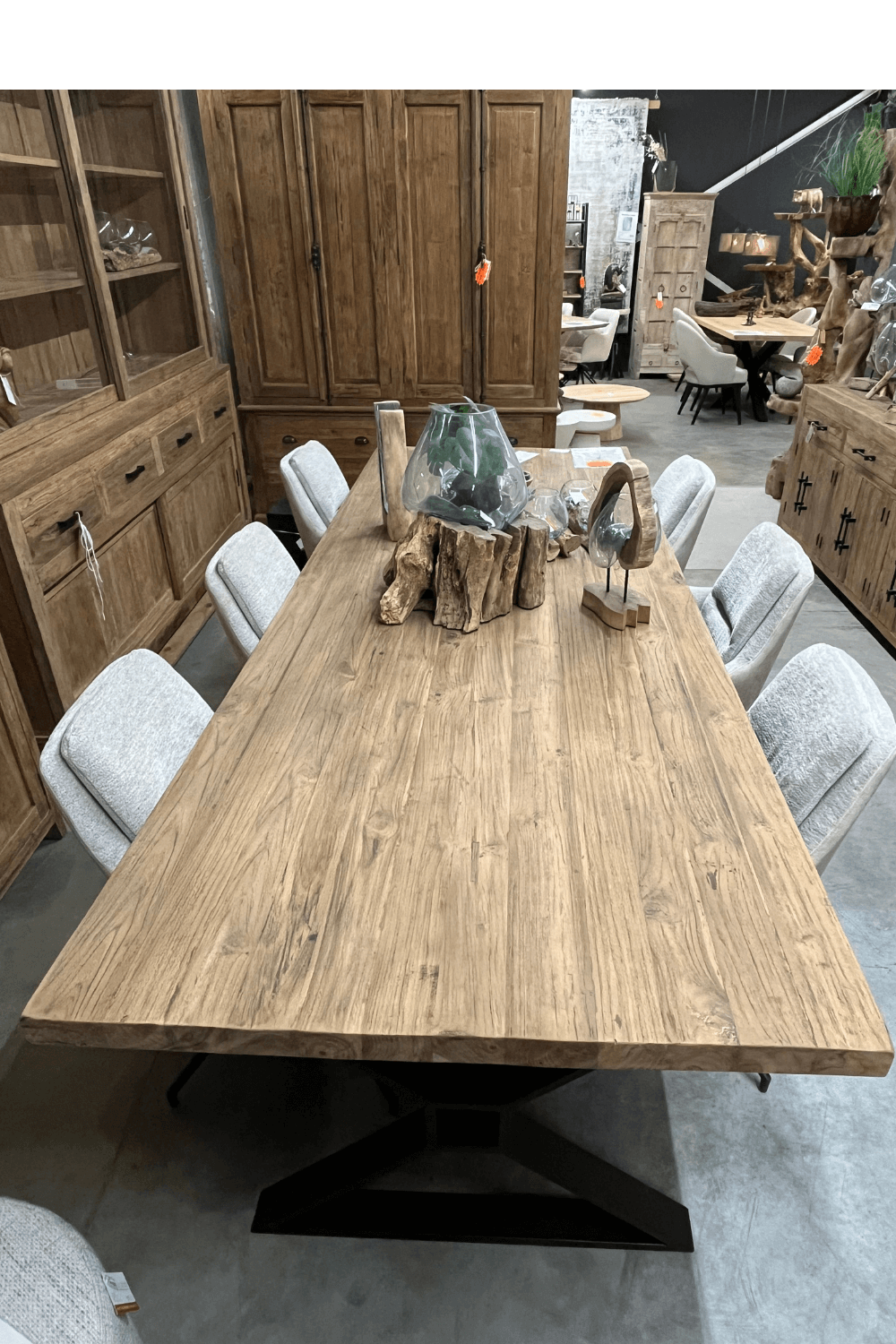 Teakhouten eettafel 300 cm rural met kruis poot