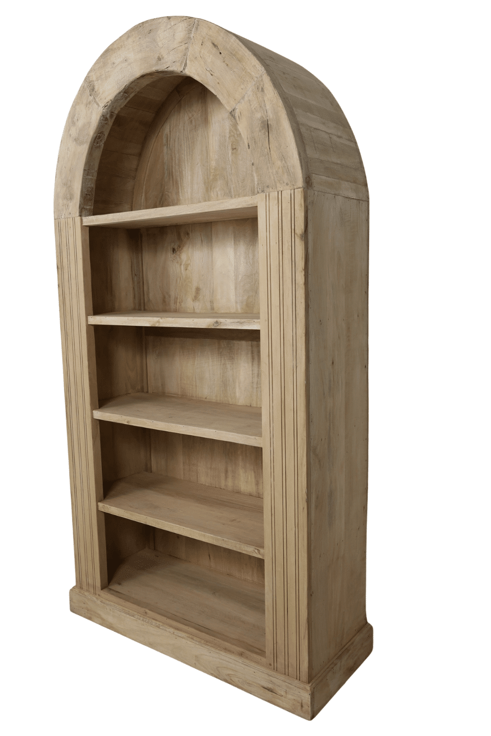 boekenkast ronde boog beige licht hout