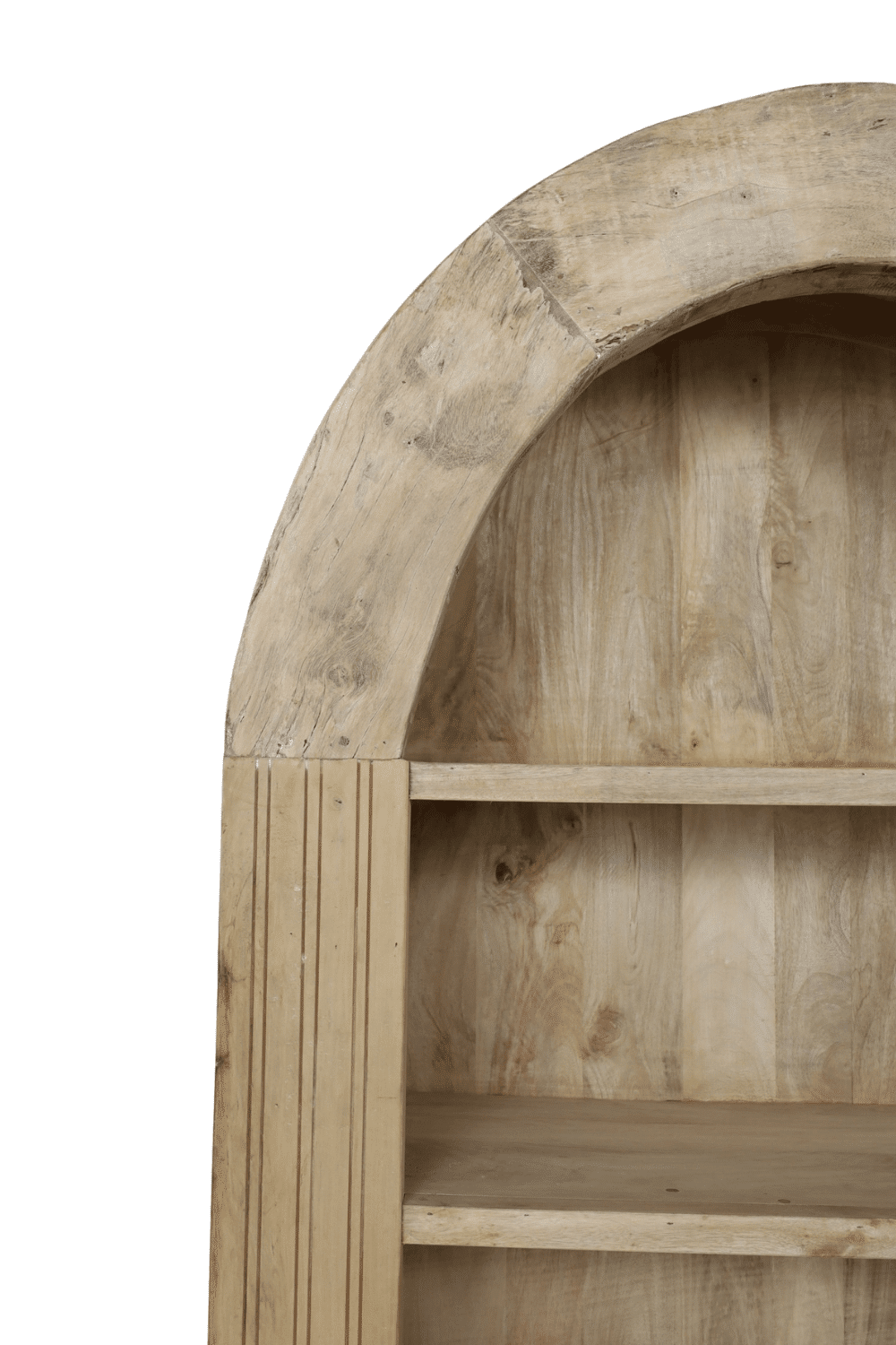 boekenkast ronde boog beige licht hout
