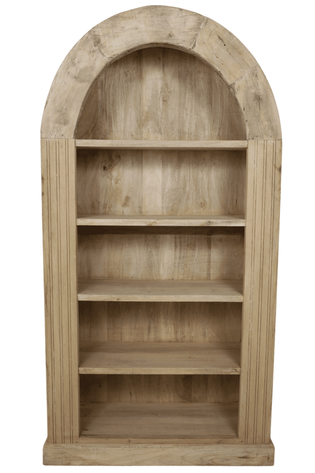 boekenkast ronde boog beige licht hout