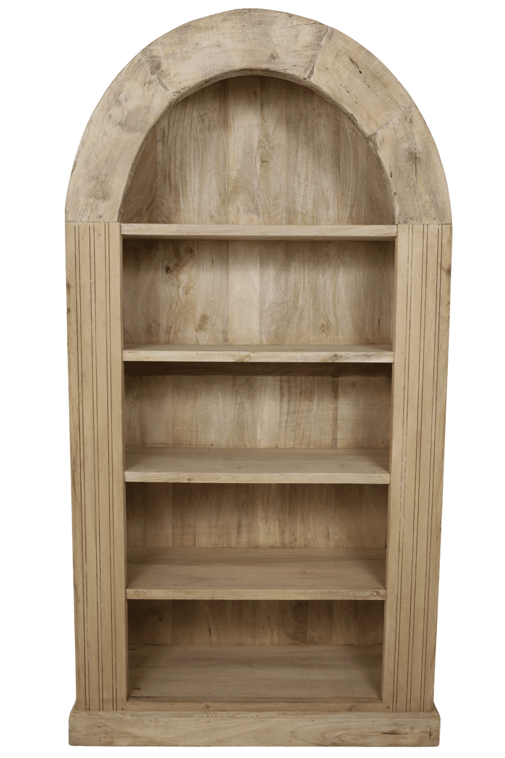 boekenkast ronde boog beige licht hout