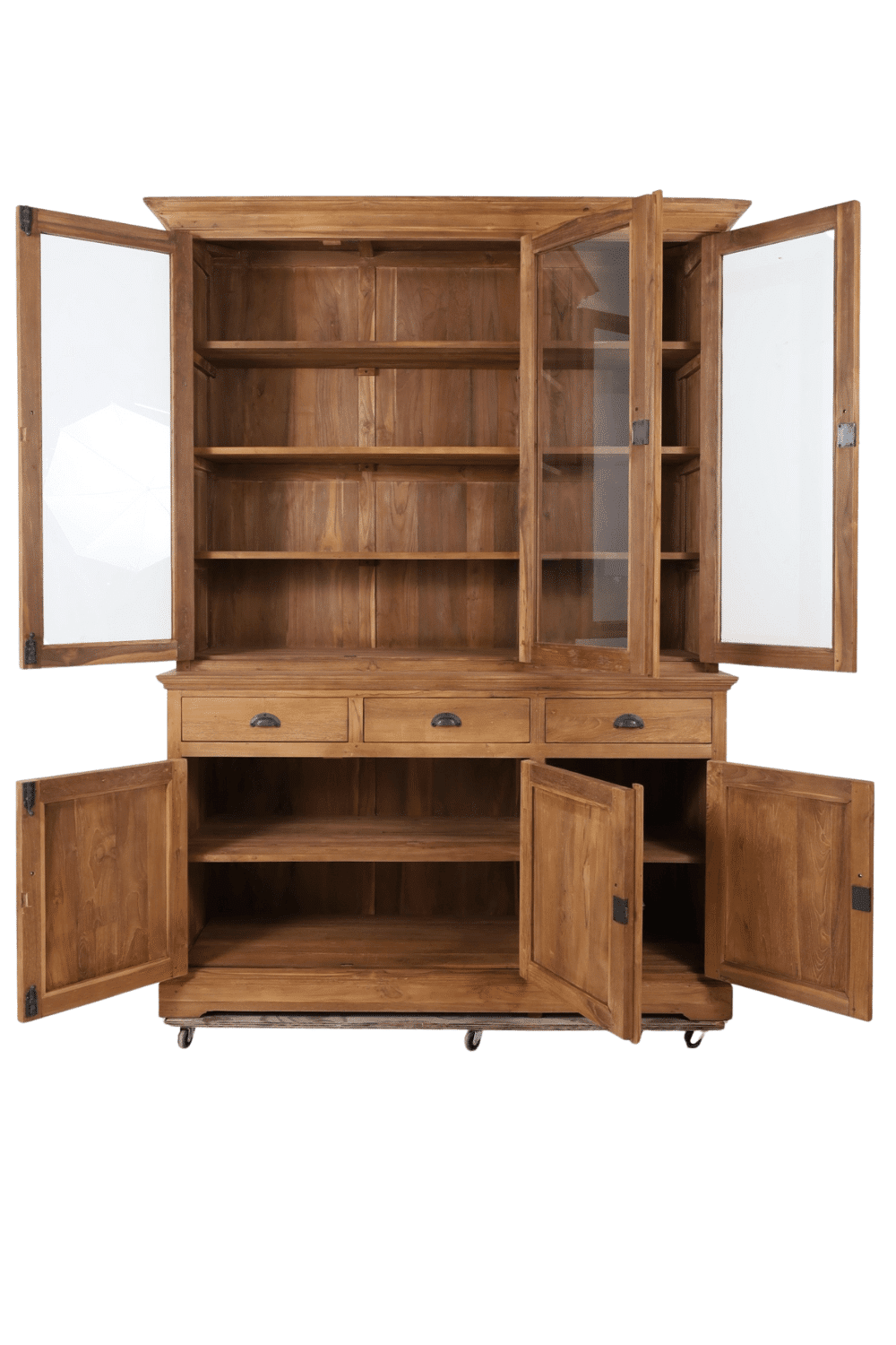 Teak houten vitrinekast 150/160 cm