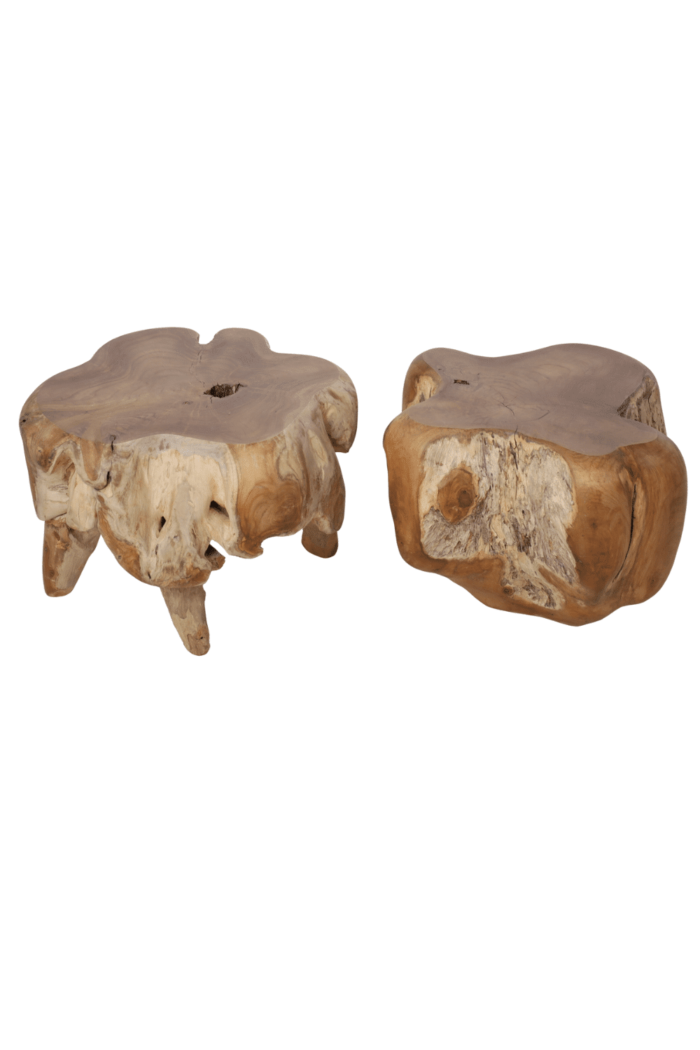 set van 2 wortel teak salontafeltjes