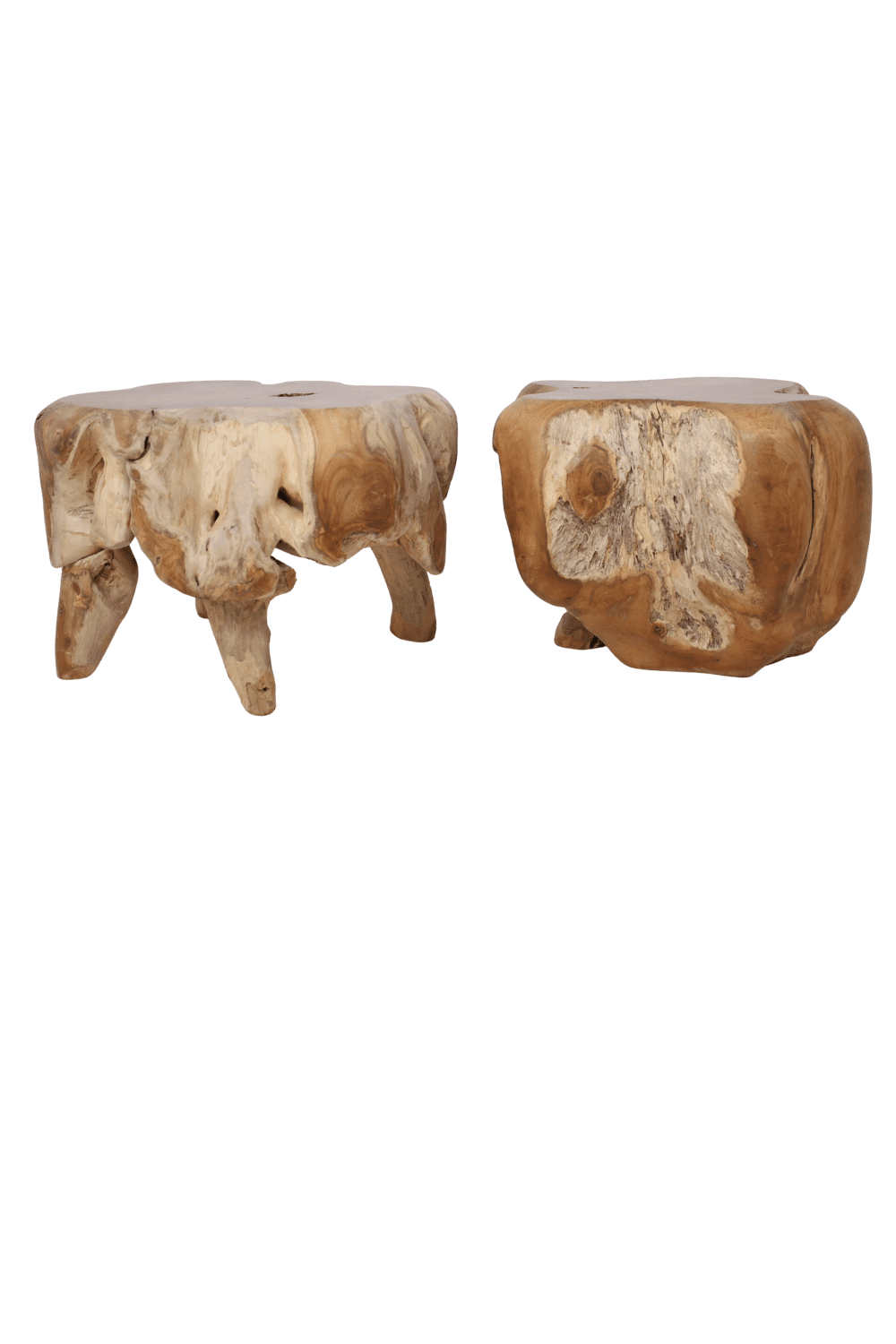 set van 2 wortel teak salontafeltjes