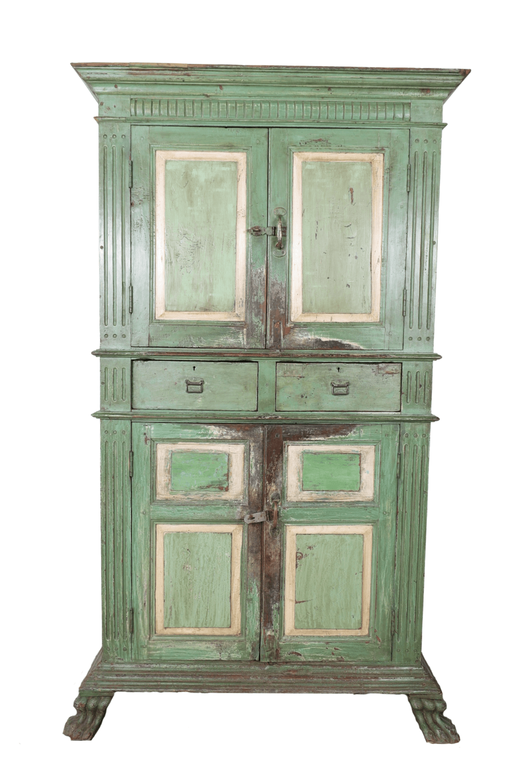 Groene gekleurde antieke kast uit india 113x42x198 cm