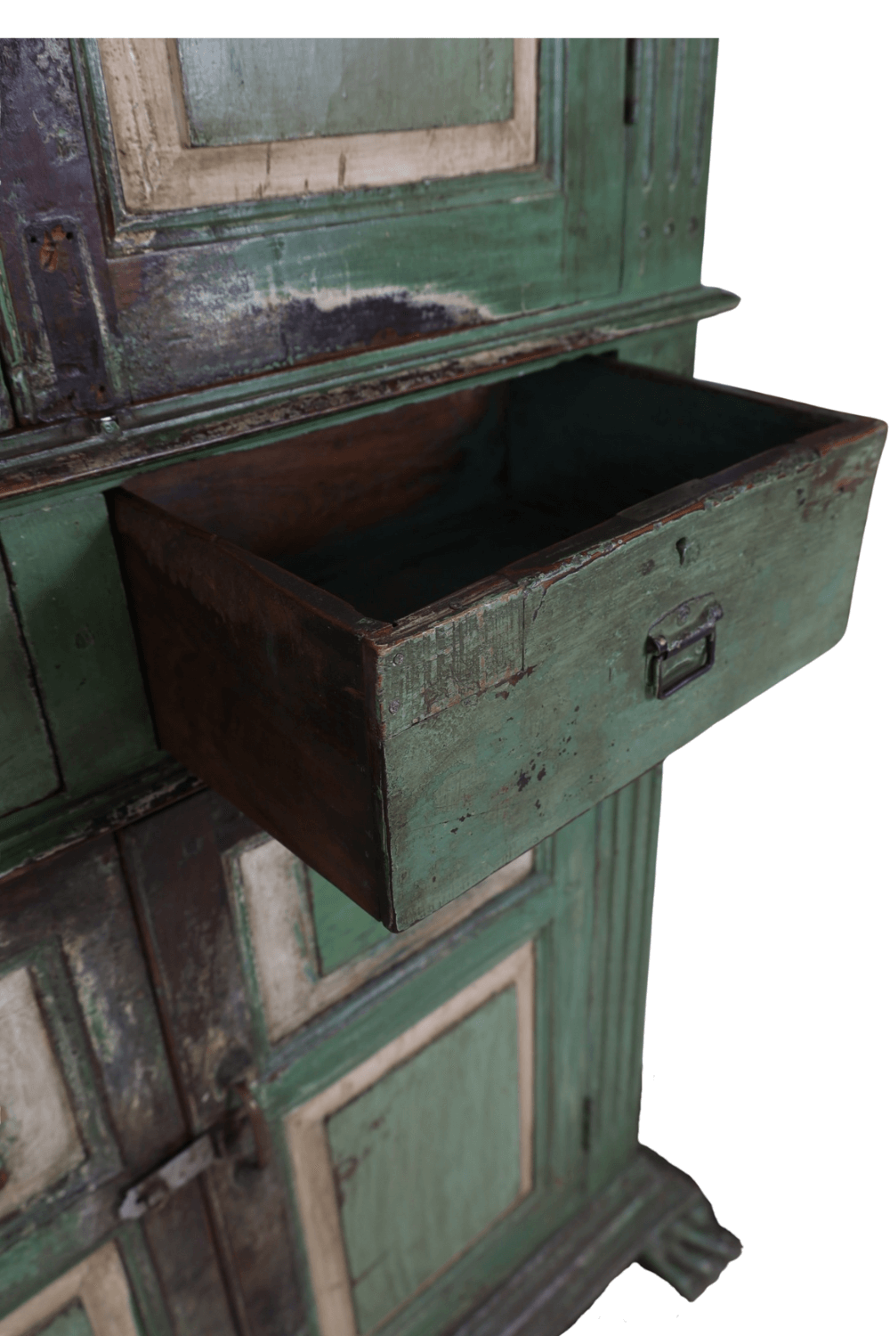 Groene Antieke Opbergkast Uit India