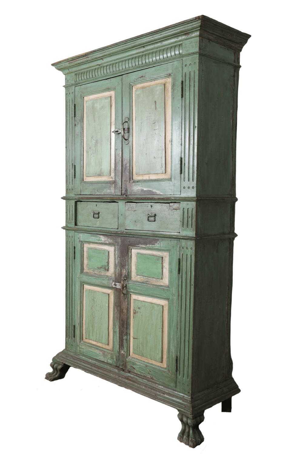 Groene gekleurde antieke kast uit india 113x42x198 cm