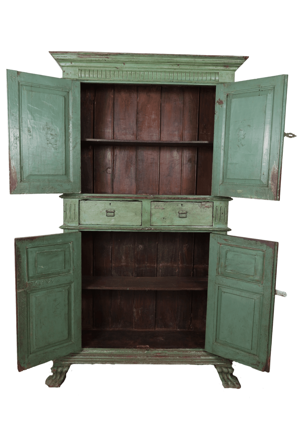 Groene gekleurde antieke kast uit india 113x42x198 cm