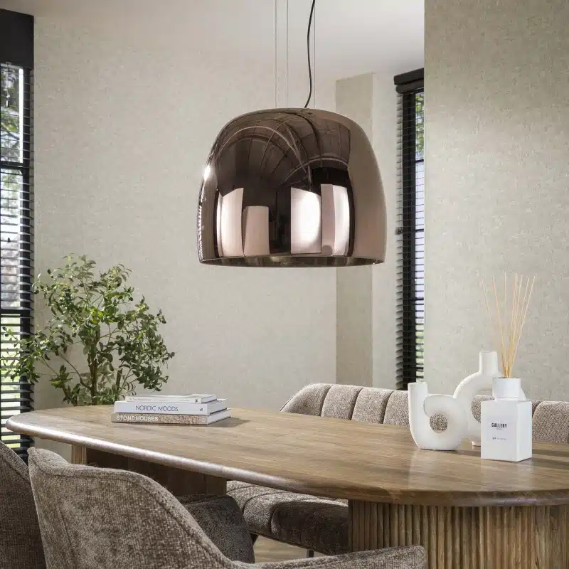 Grote ronde Hanglamp Drift Glass XL 1 - licht koper glas 48x48x150 cm Grote ronde Hanglamp Drift Glass XL 1 - licht koper glas 48x48x150 cm