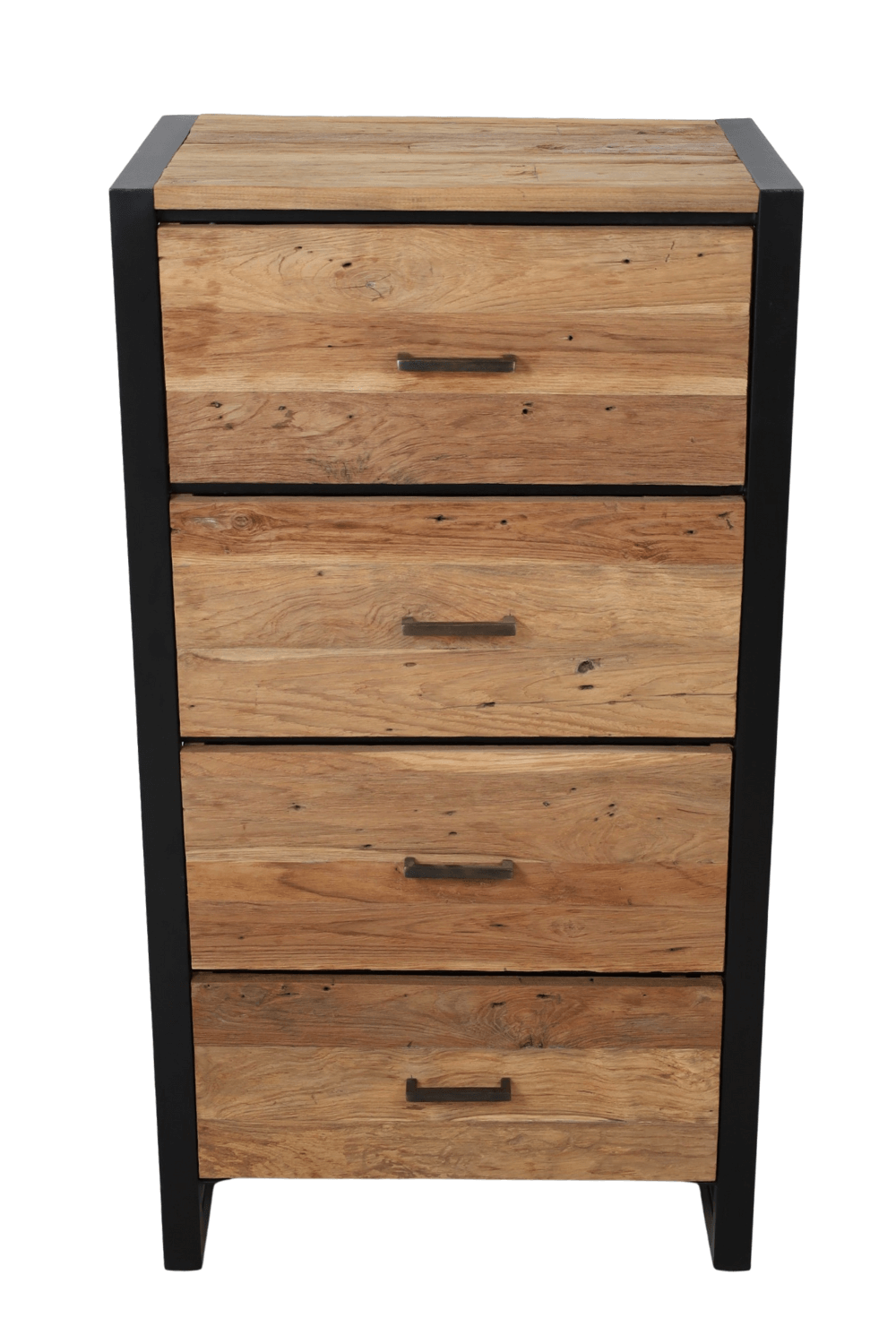 Ladekast teak hout met metaal erosie 60x40x111 cm