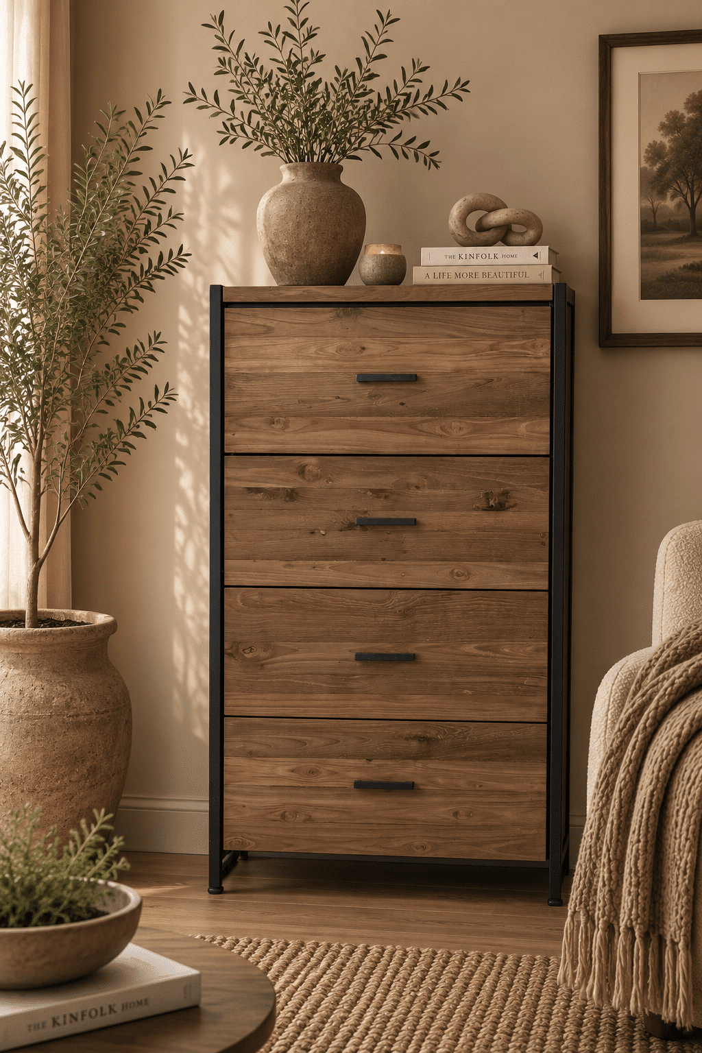 Ladekastje-teakhout-met-metaal-60x45x110-cm