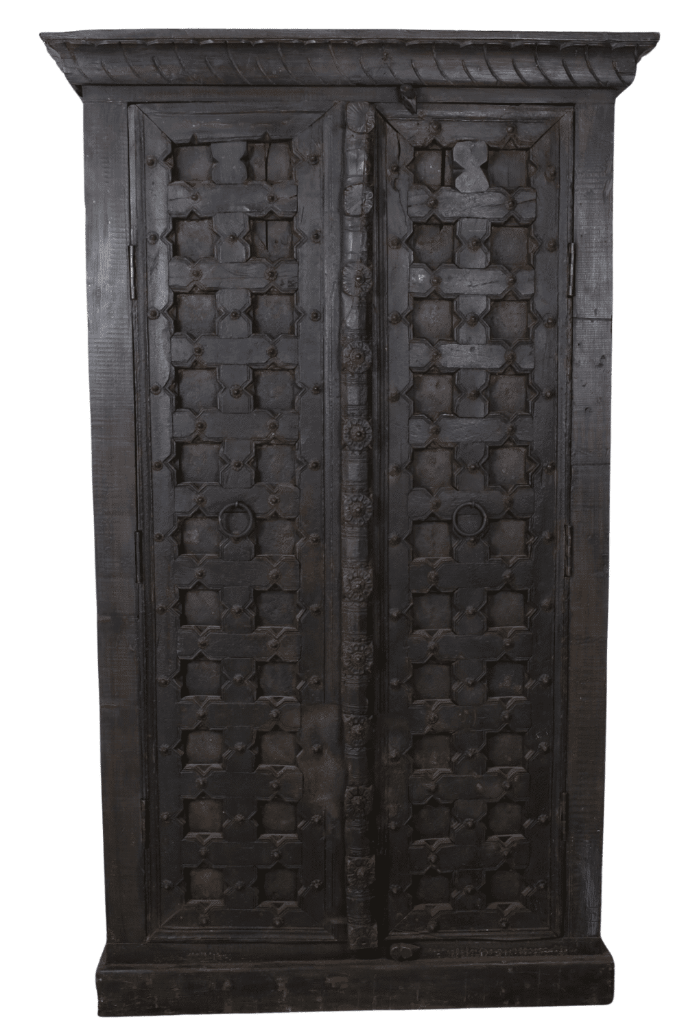 Opbergkast uit india met oude deuren zwart Opbergkast uit india met oude deuren zwart