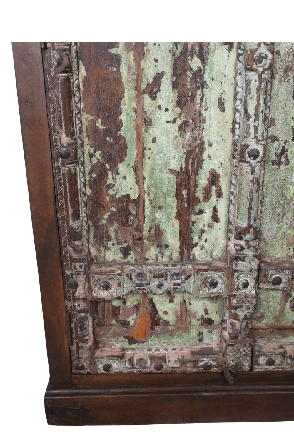 Oude groene gekleurde opbergkast uit india 118x46x205 cm Oude groene gekleurde opbergkast uit india 118x46x205 cm