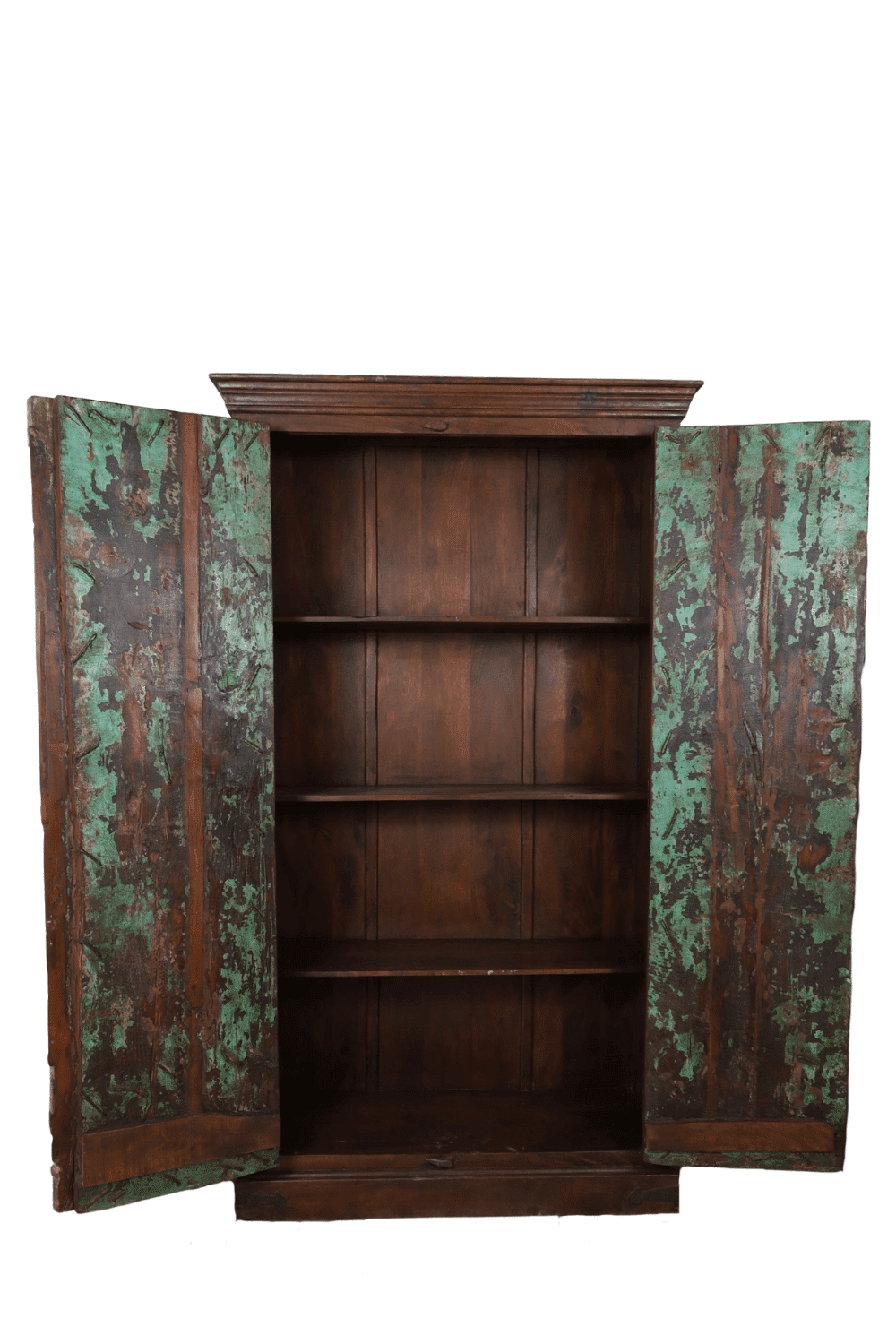Oude groene gekleurde opbergkast uit india 118x46x205 cm Oude groene gekleurde opbergkast uit india 118x46x205 cm