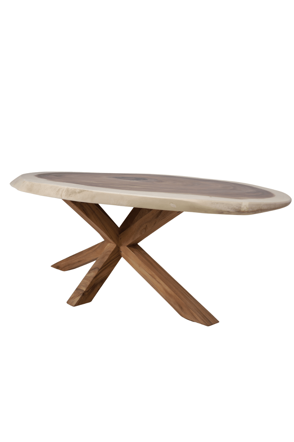 Suar boomstam houten ovale organische tafel 276x98x78 cm Suar boomstam houten ovale organische tafel 276x98x78 cm