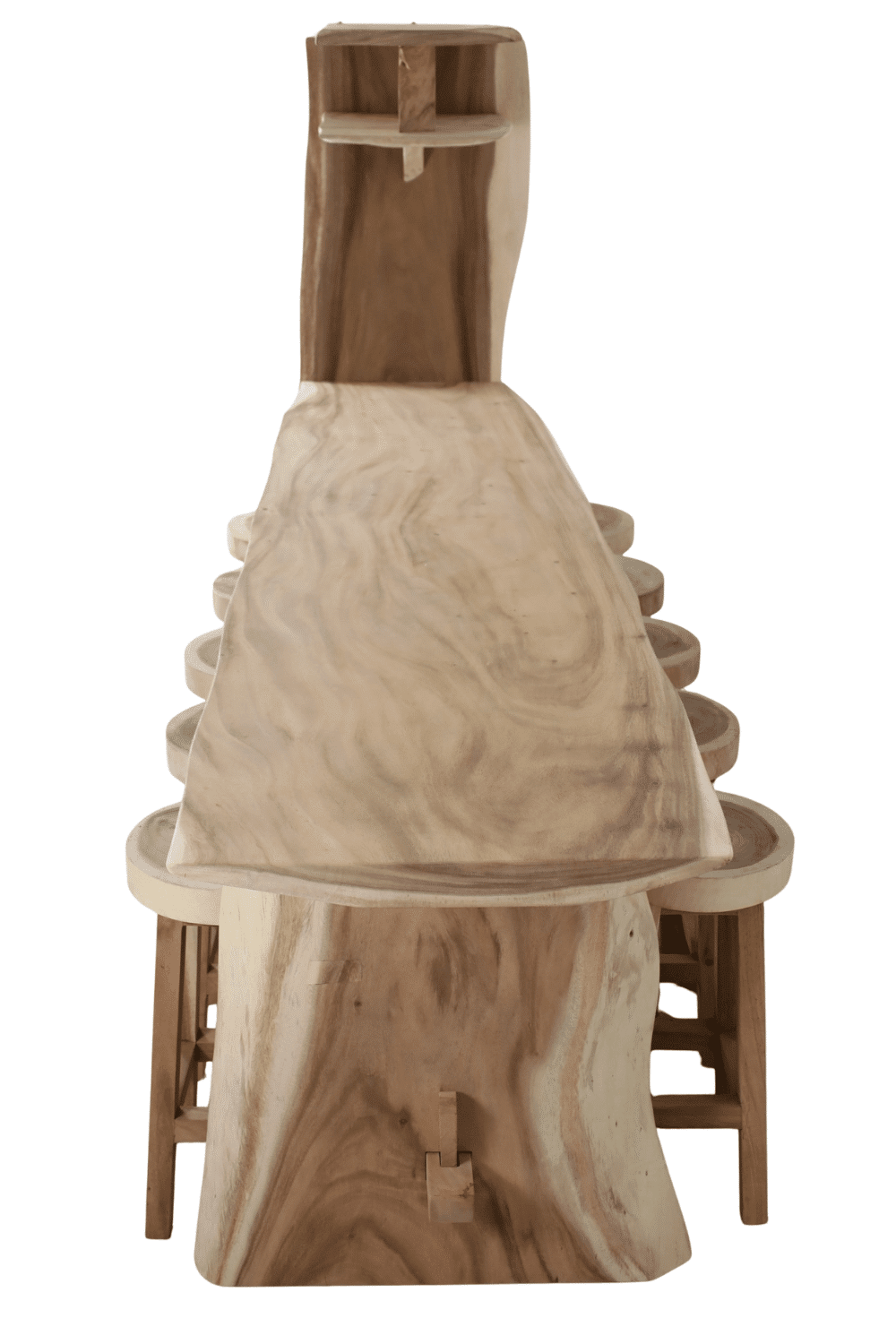 Suar houten bar bartafel voor 10 personen met krukken voor binnen en buiten 300x95x210 cm