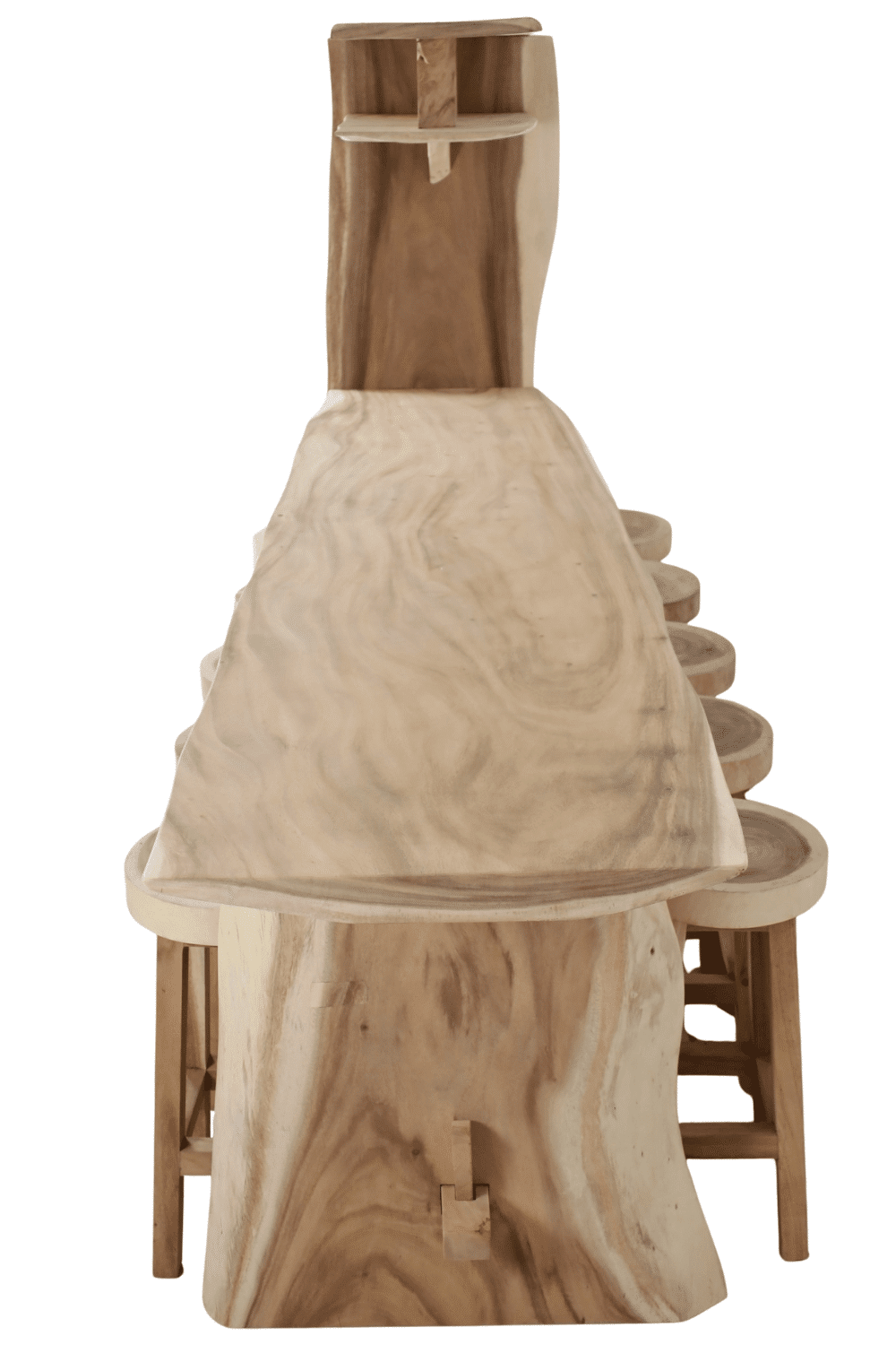 Suar houten bar bartafel voor 10 personen met krukken voor binnen en buiten 300x95x210 cm