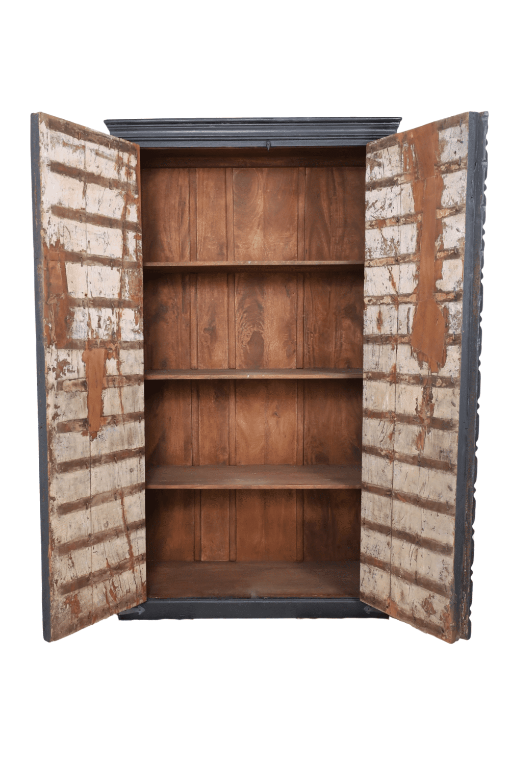 Zwarte Opbergkast Uit India Met Originele Oude Deuren