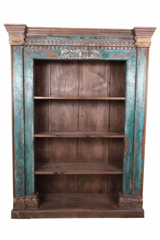 oude indiase open boekenkast of rek, winkelkast 153x50x205 cm