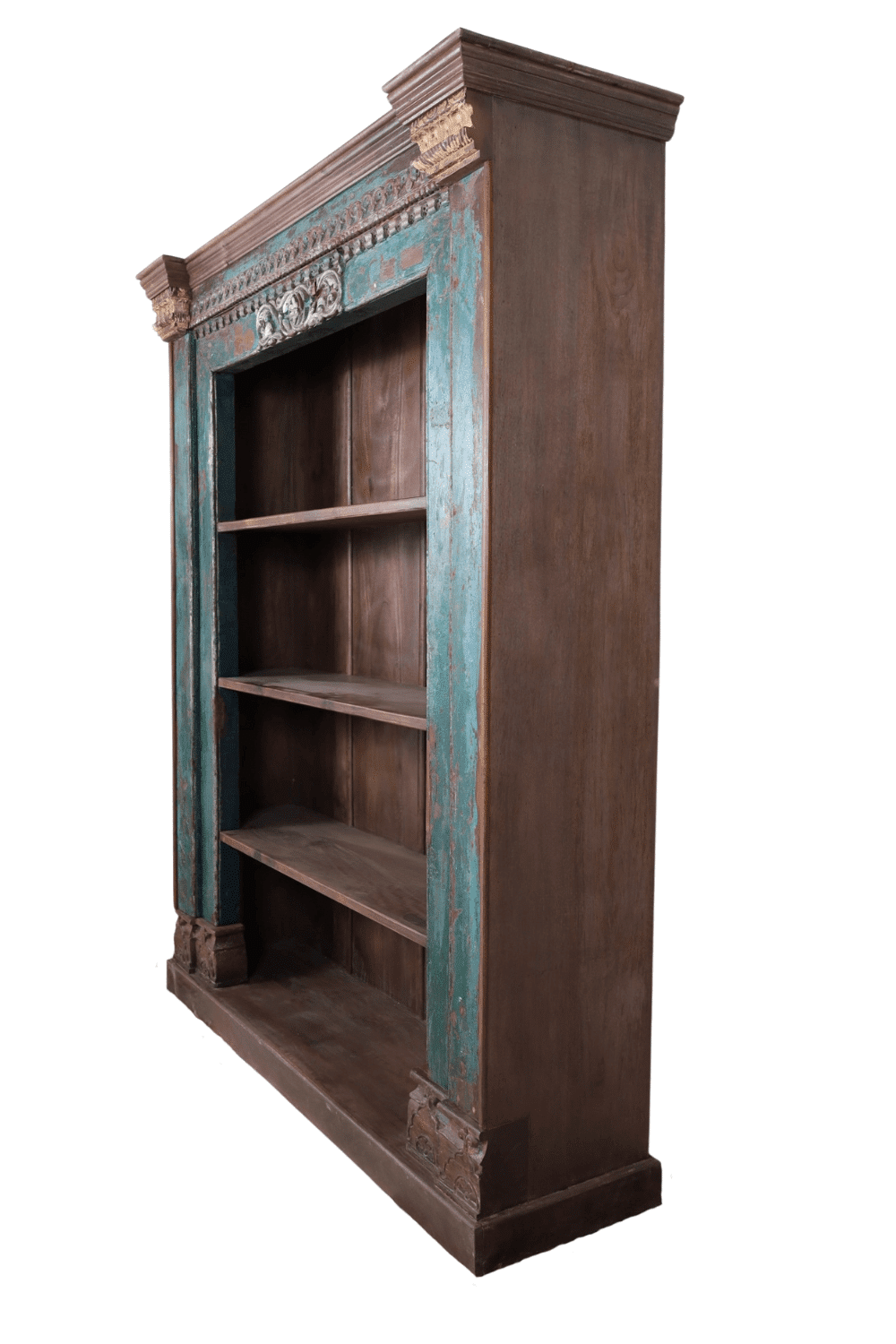 oude indiase open boekenkast of rek, winkelkast 153x50x205 cm