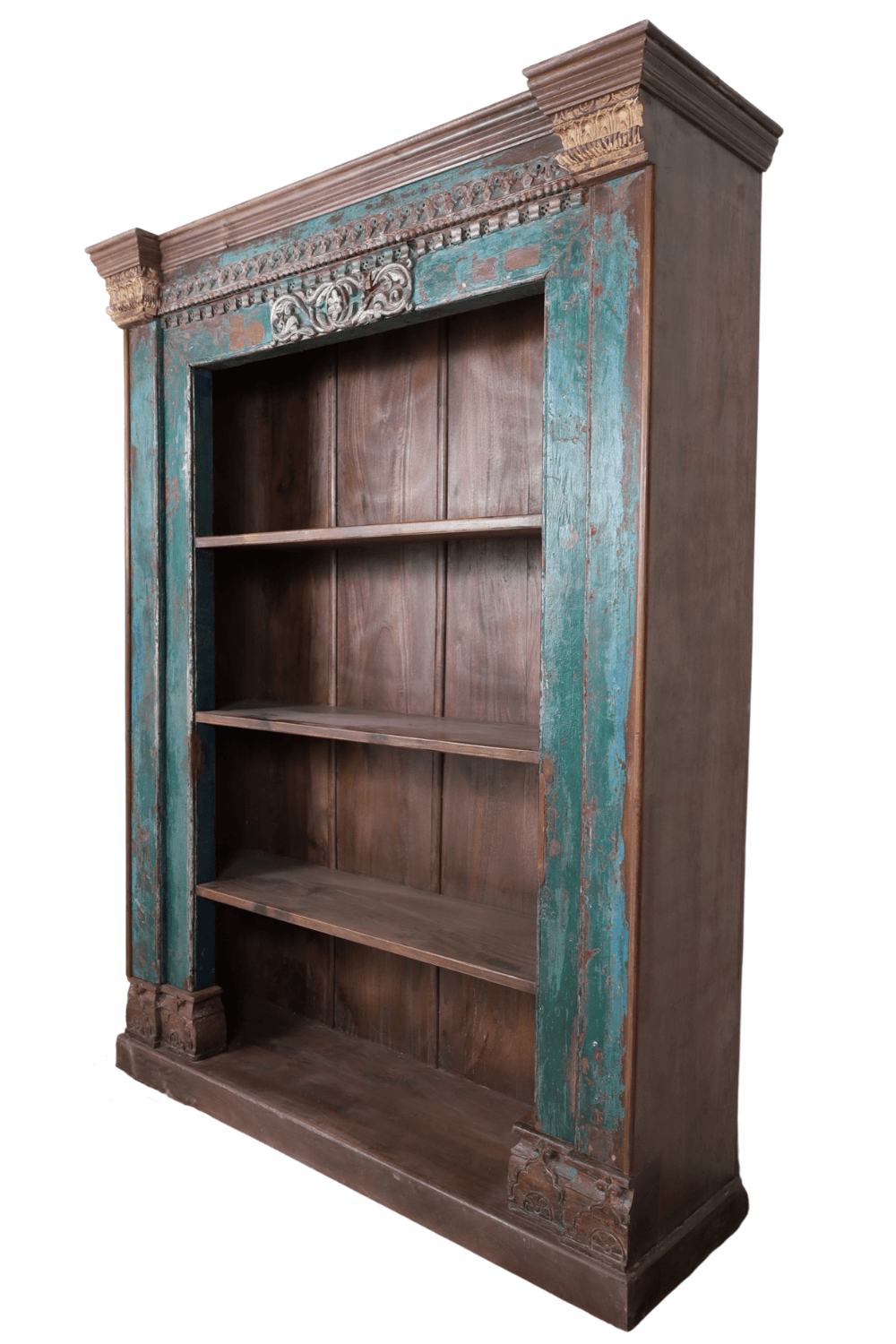 oude indiase open boekenkast of rek, winkelkast 153x50x205 cm