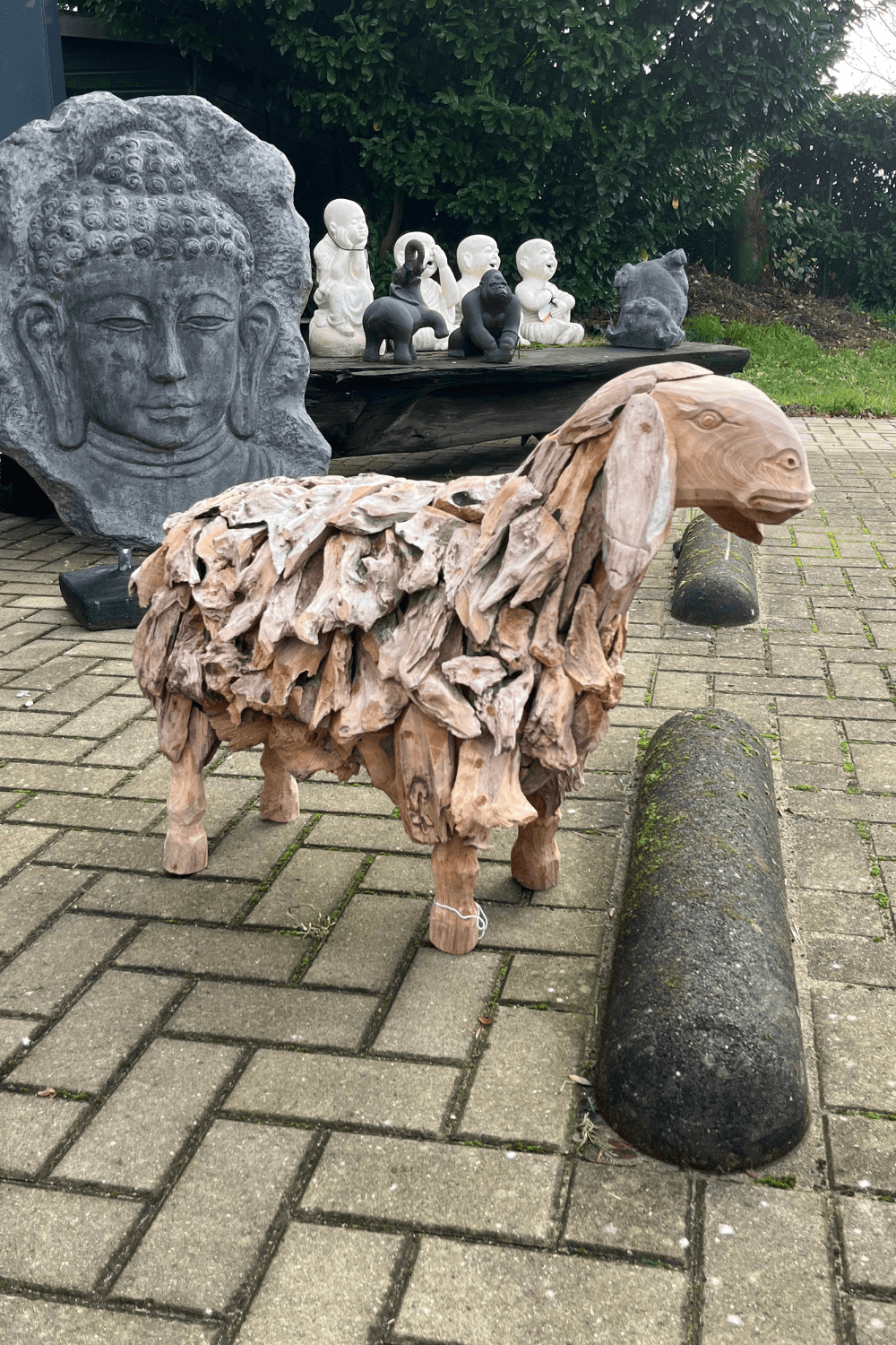 teak houten Schaap voor buiten 80x35x65 cm