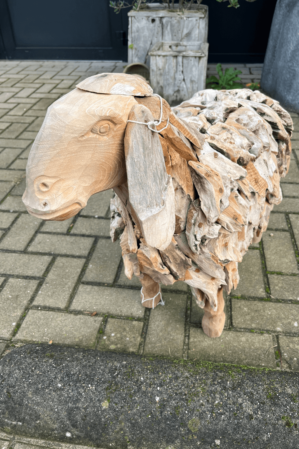 teak houten Schaap voor buiten 80x35x65 cm