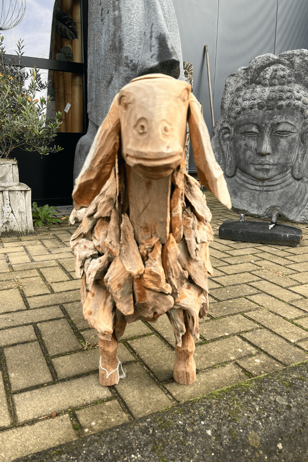 teak houten Schaap voor buiten 80x35x65 cm