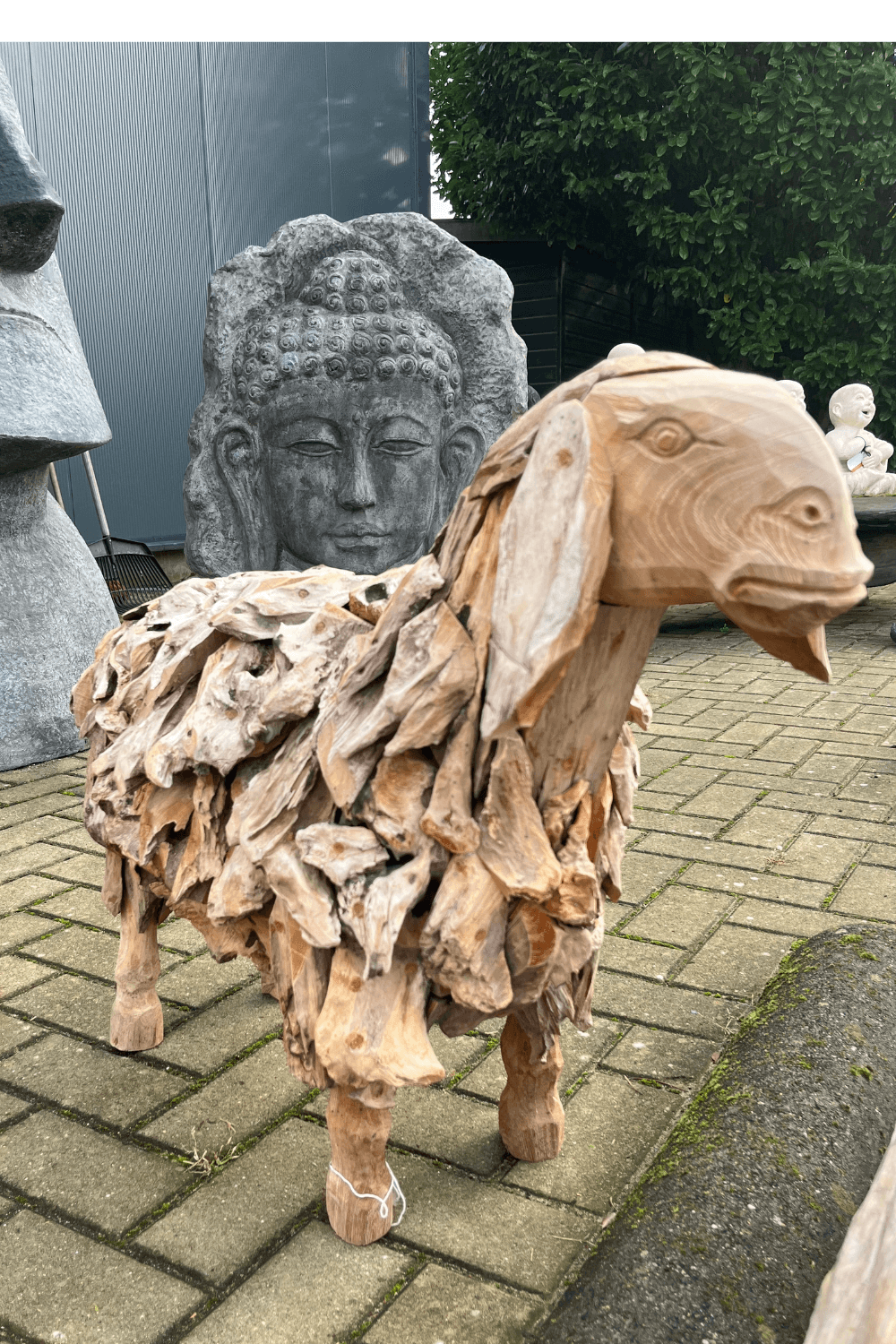 teak houten Schaap voor buiten 80x35x65 cm