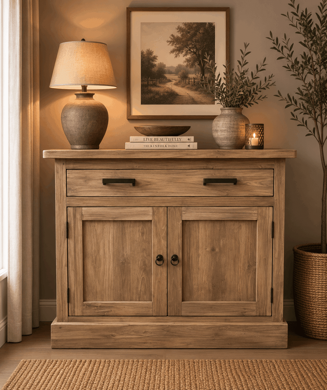 Klein teak houten dressoir sd 90 cm