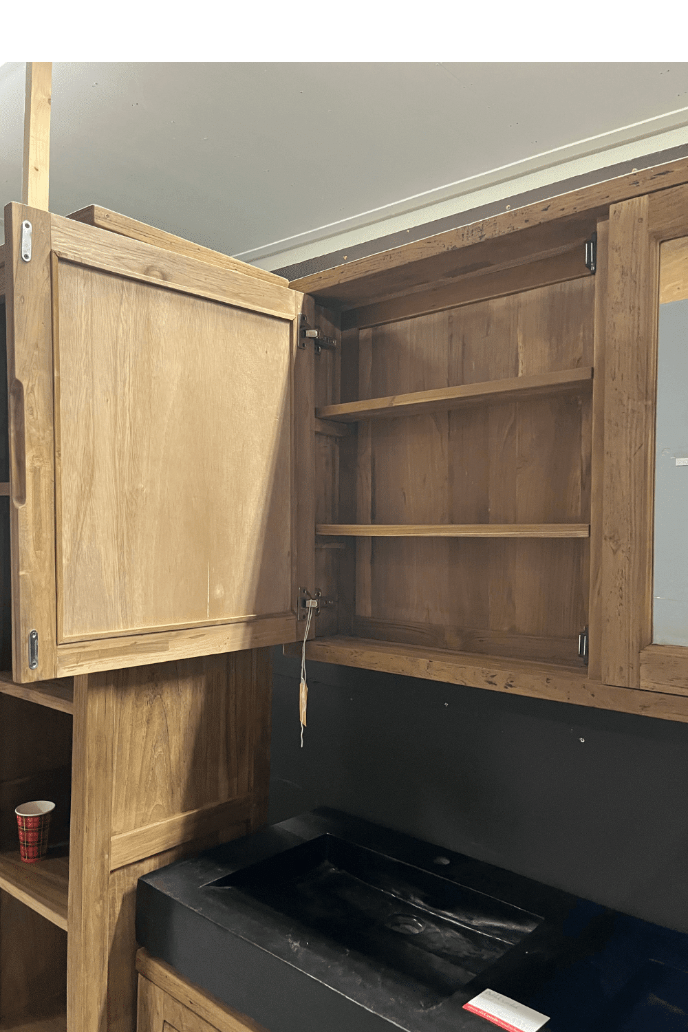 teak houten spiegelkast rural 120x15x70 cm