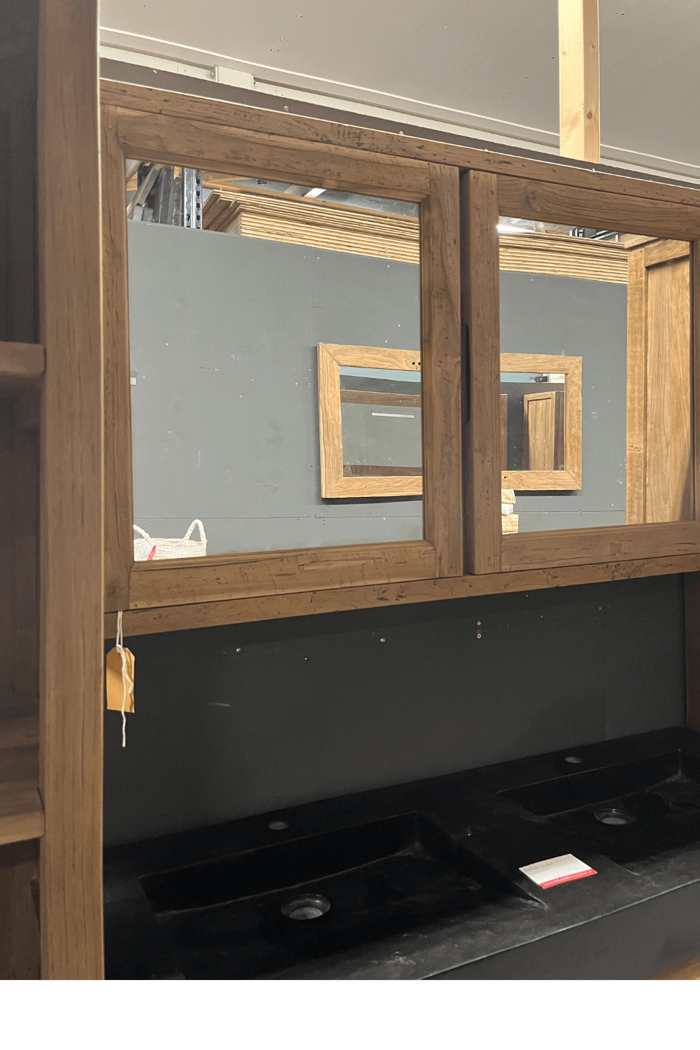 teak houten spiegelkast rural 120x15x70 cm